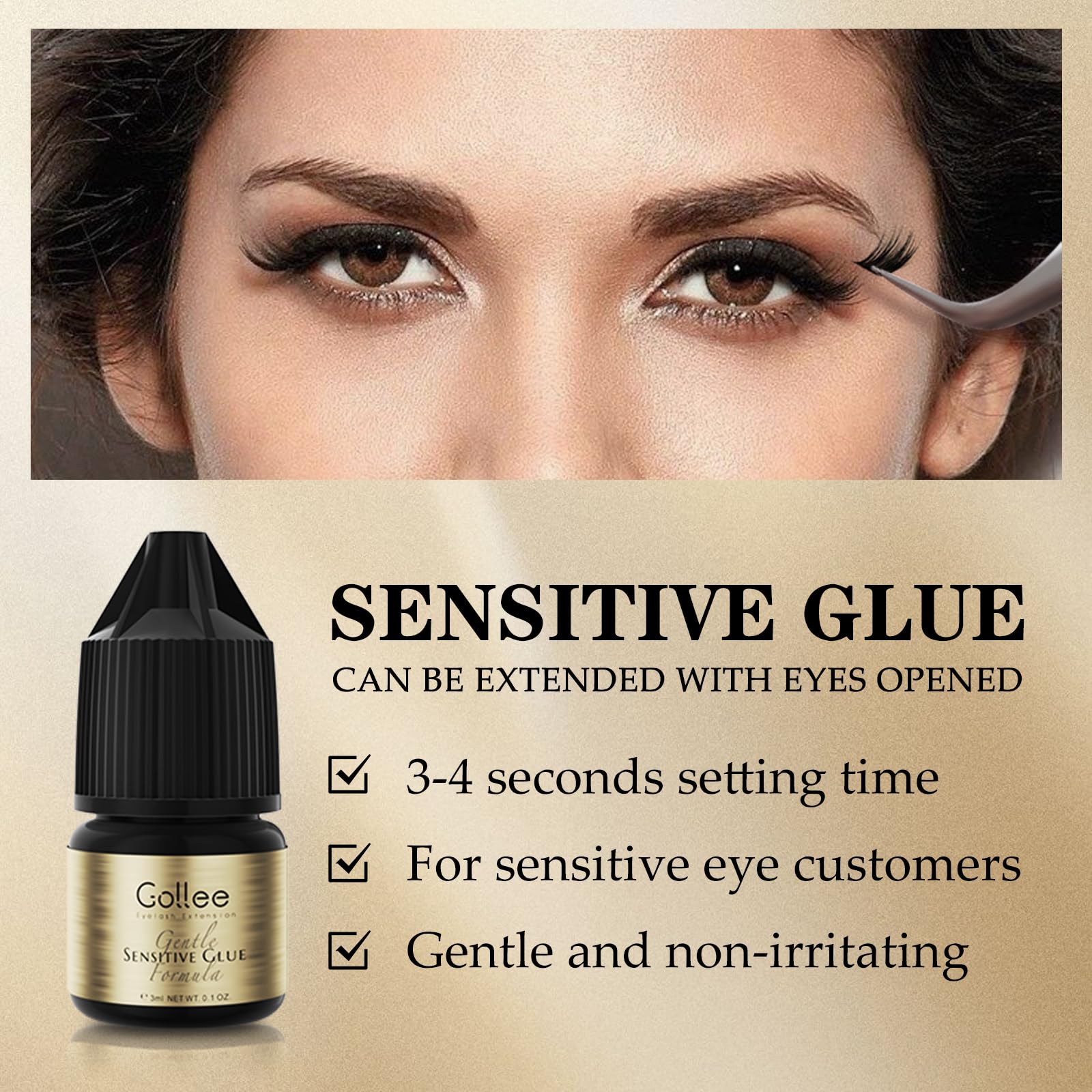Gollee رمش لاصق متجمع رمش تمدي - مراجعة Sensitive Lash Glue وسعره