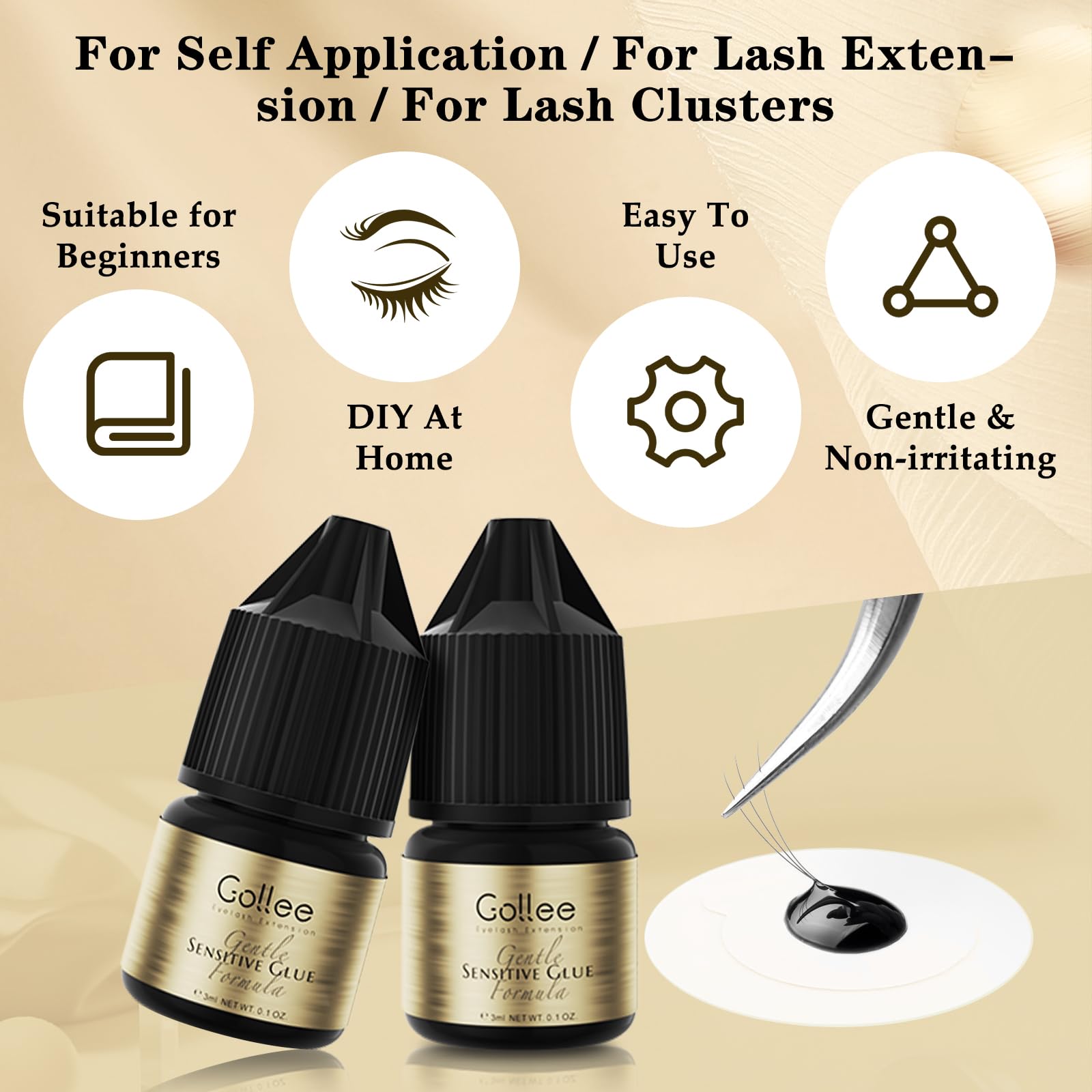 Gollee رمش لاصق متجمع رمش تمدي - مراجعة Sensitive Lash Glue وسعره